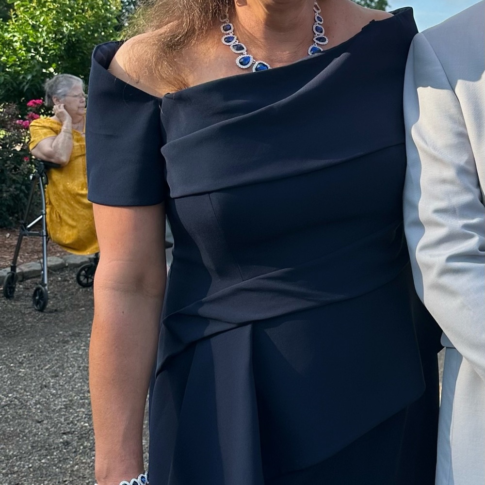 Alexander Navy Off-Shoulder Dress-Perfect for Formal Occasions